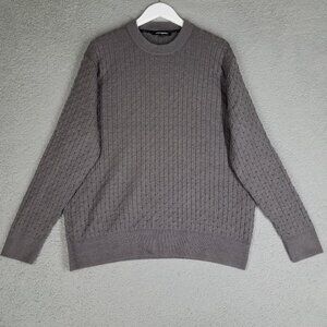 Karl Lagerfeld Cable Knit Sweater Adult XL Gray Pullover Crewneck Office Men's